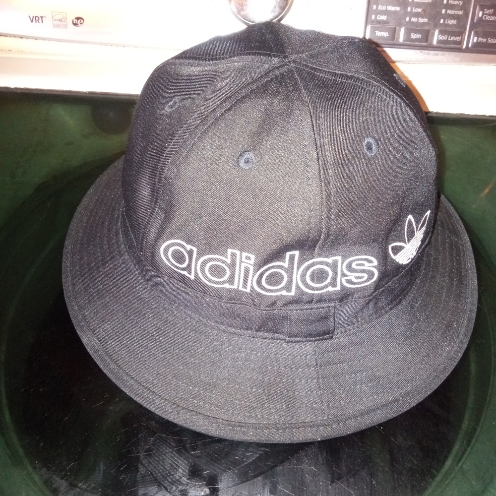 adidas Black Bucket Hat with White Embroidered Logo